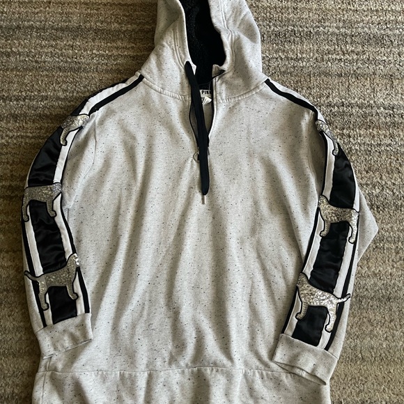 PINK Victoria's Secret Gray Sweater with Black and White Accents - Picture 1 of 3